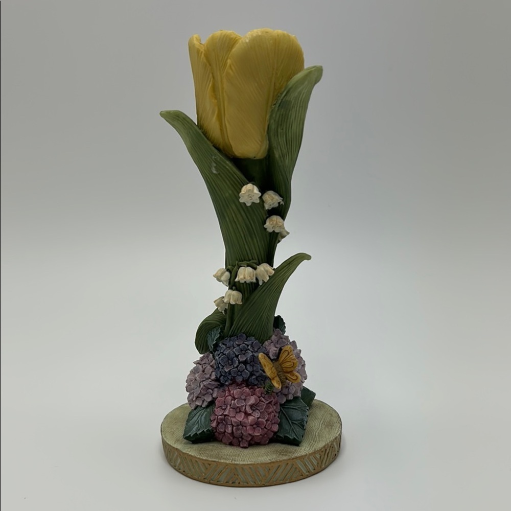 Vintage Handpainted Petals 'N More Pedestal Candle Holder By Artisan Flair Rare